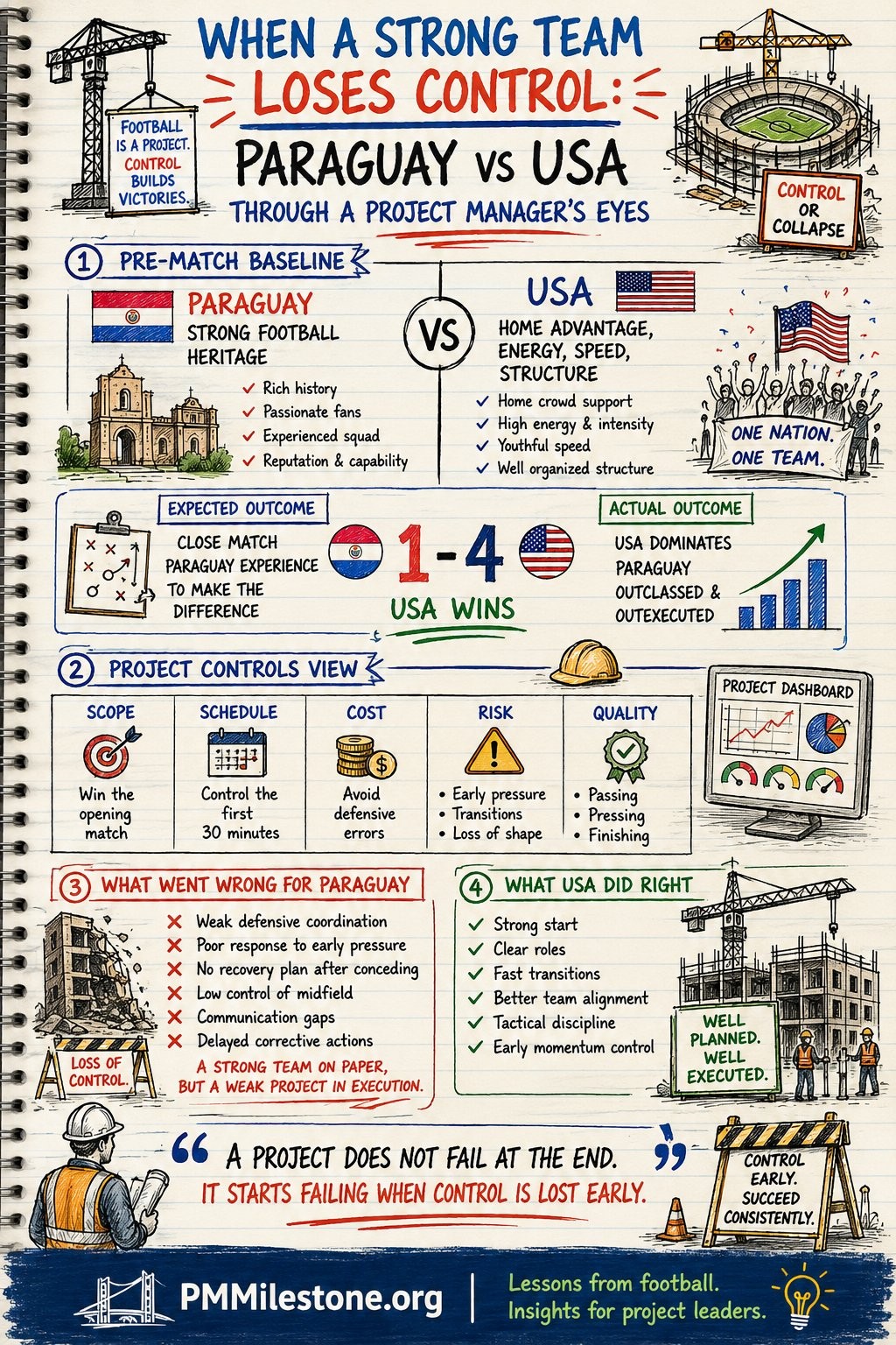 When a Strong Team Loses Control — Paraguay vs USA through a project manager's eyes (infographic)