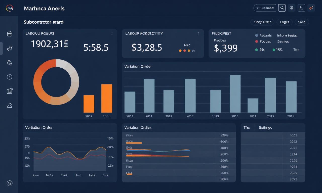 Subcontractor scorecard dashboard with variation order tracker