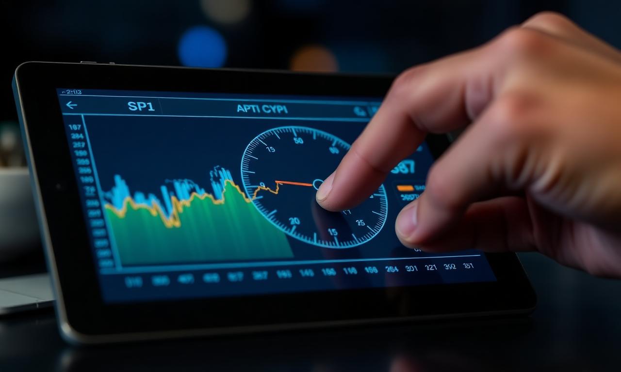 Analyst pointing at SPI and CPI gauges on tablet