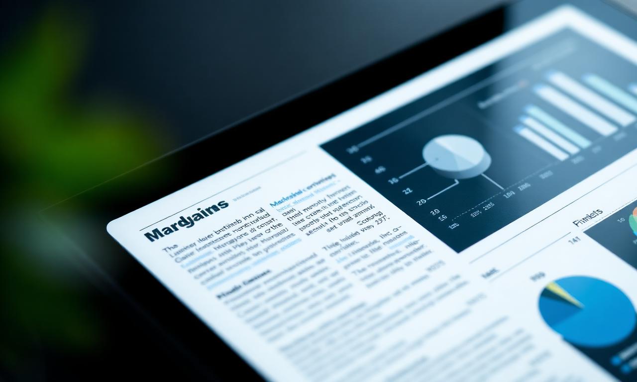 Magazine layout on tablet showing chart-heavy article
