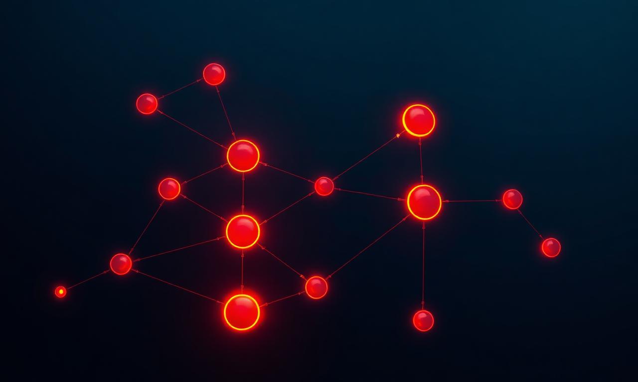 Glowing network diagram of activity nodes with critical path highlighted